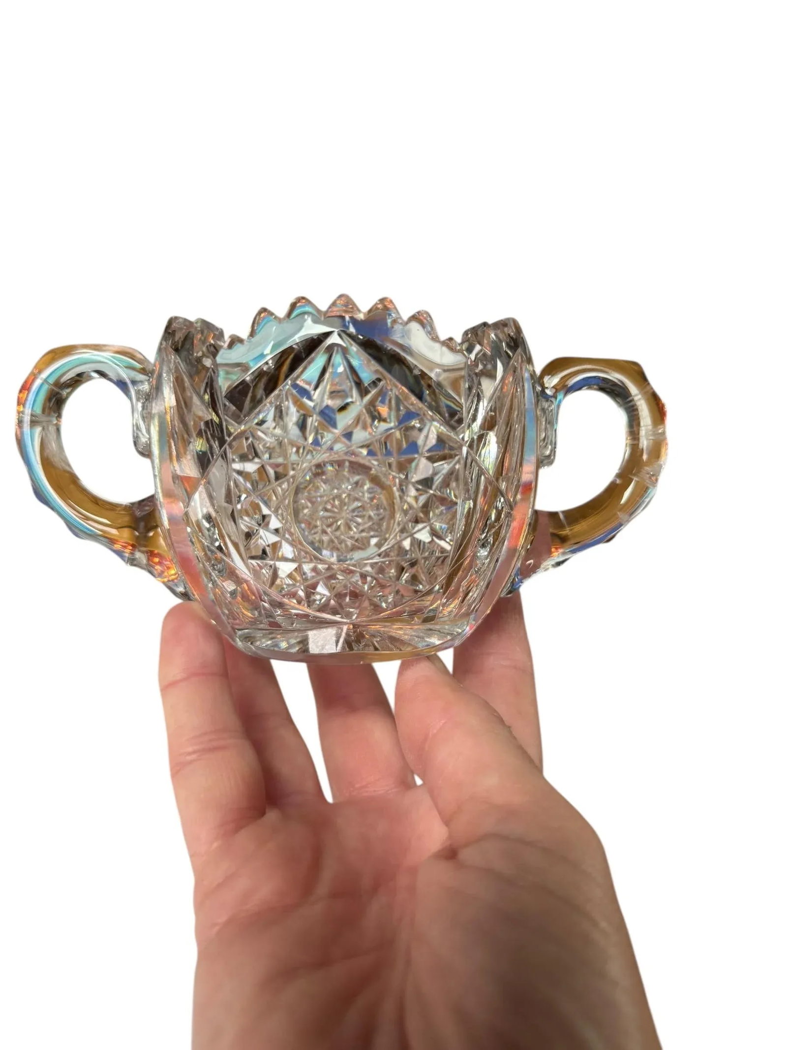 Antique Libbey Crystal Sugar Bowl American Brilliant Period Cut Glass - 2