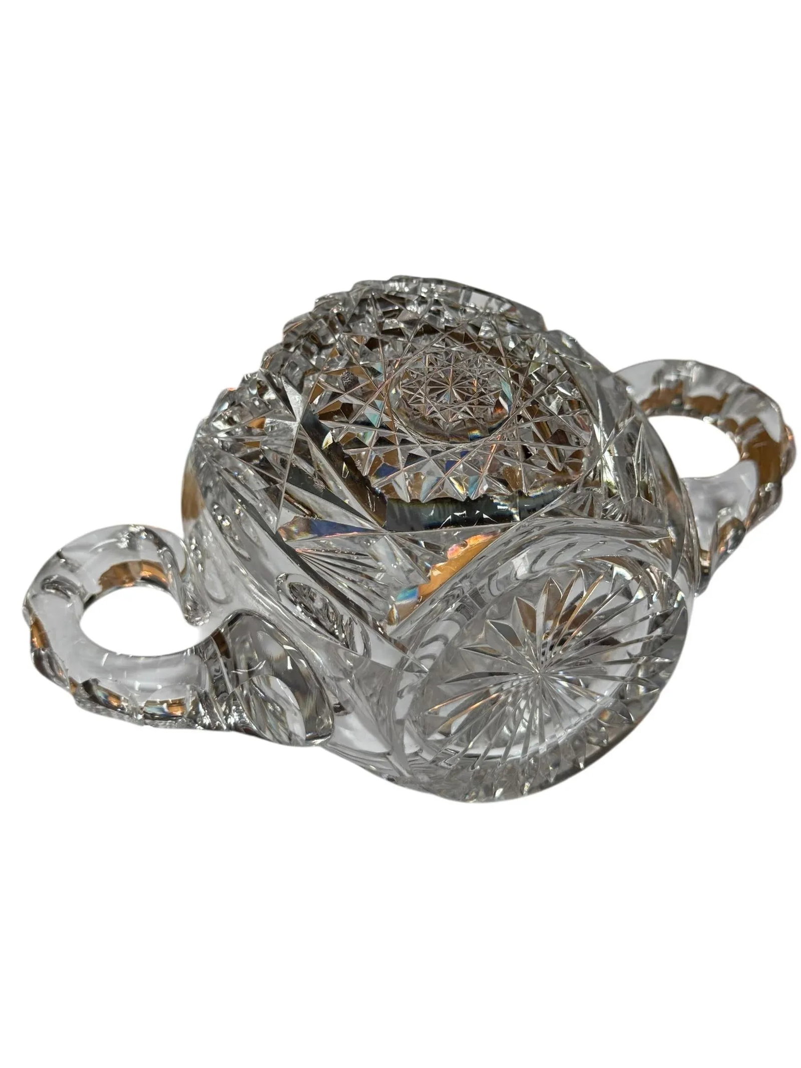 Antique Libbey Crystal Sugar Bowl American Brilliant Period Cut Glass - 9