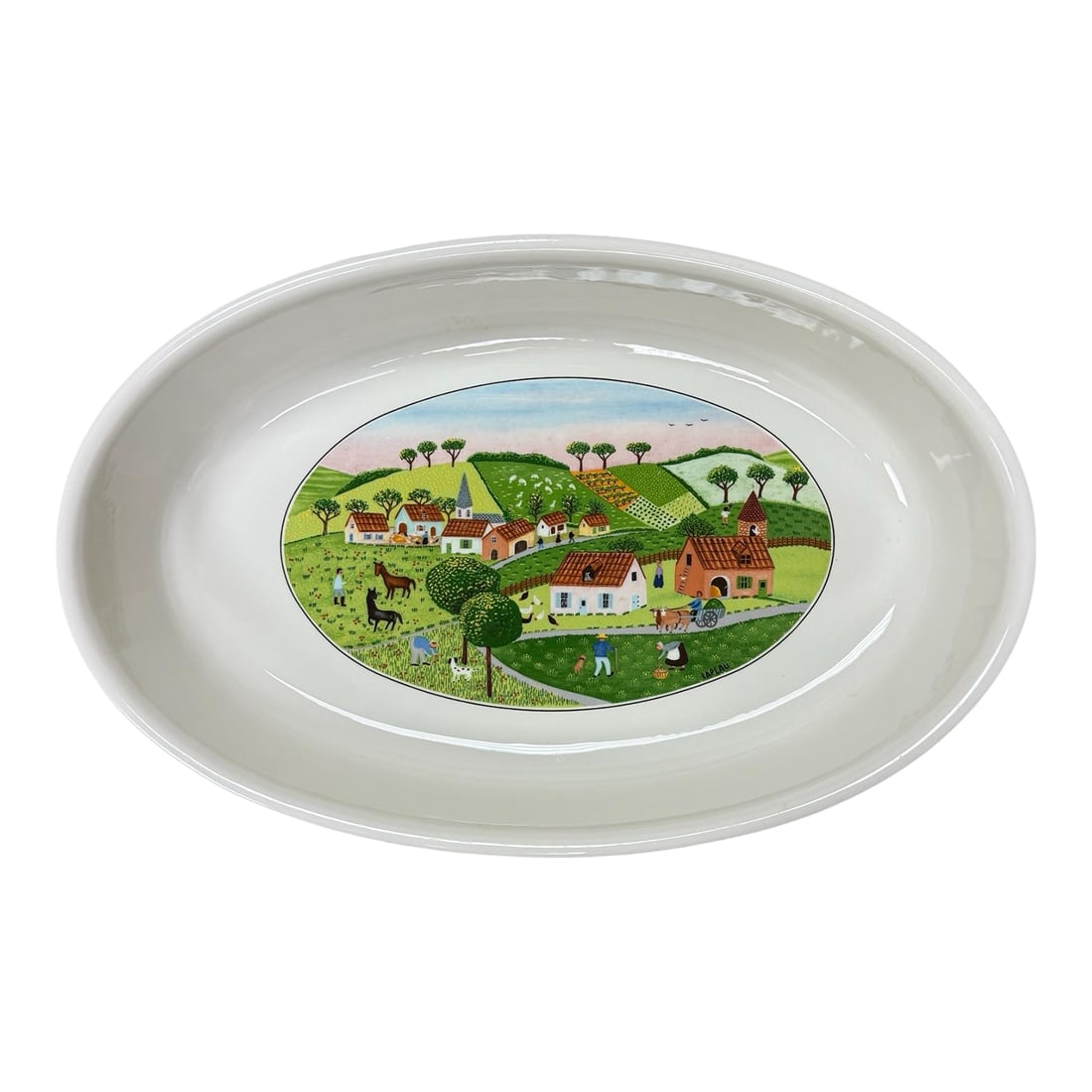 Villeroy & Boch Large Oval Casserole Porcelain Baker: Offering an Extra Large Villeroy & Boch Design Naif 14.75" Oval Baker. This is a heavy porcelain oval baking dish from the Villeroy & Boch Naif Collection. 14.75" L x 9.5" wide x 2.5" high Made in Lux