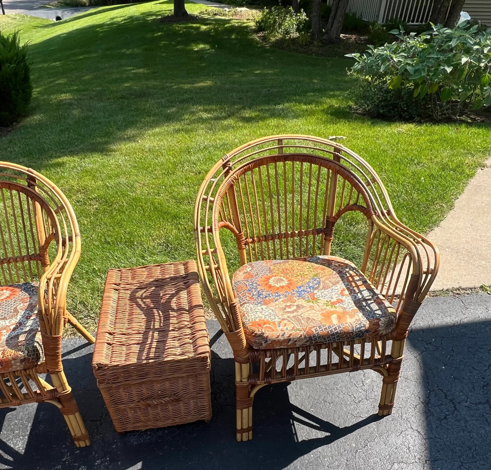 Vintage Franco Albini Style Safari Bamboo and Split Reed Patio Set 7 Pieces - 2