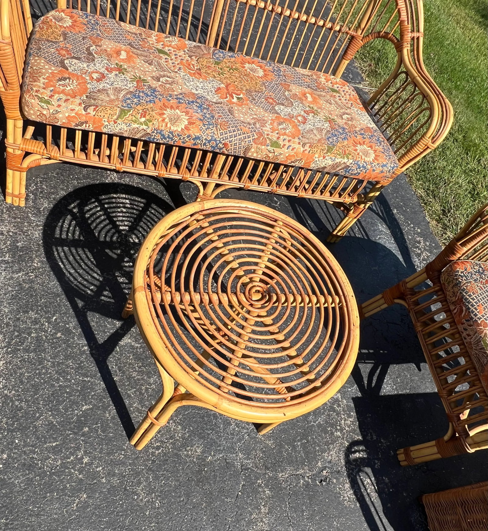Vintage Franco Albini Style Safari Bamboo and Split Reed Patio Set 7 Pieces - 4