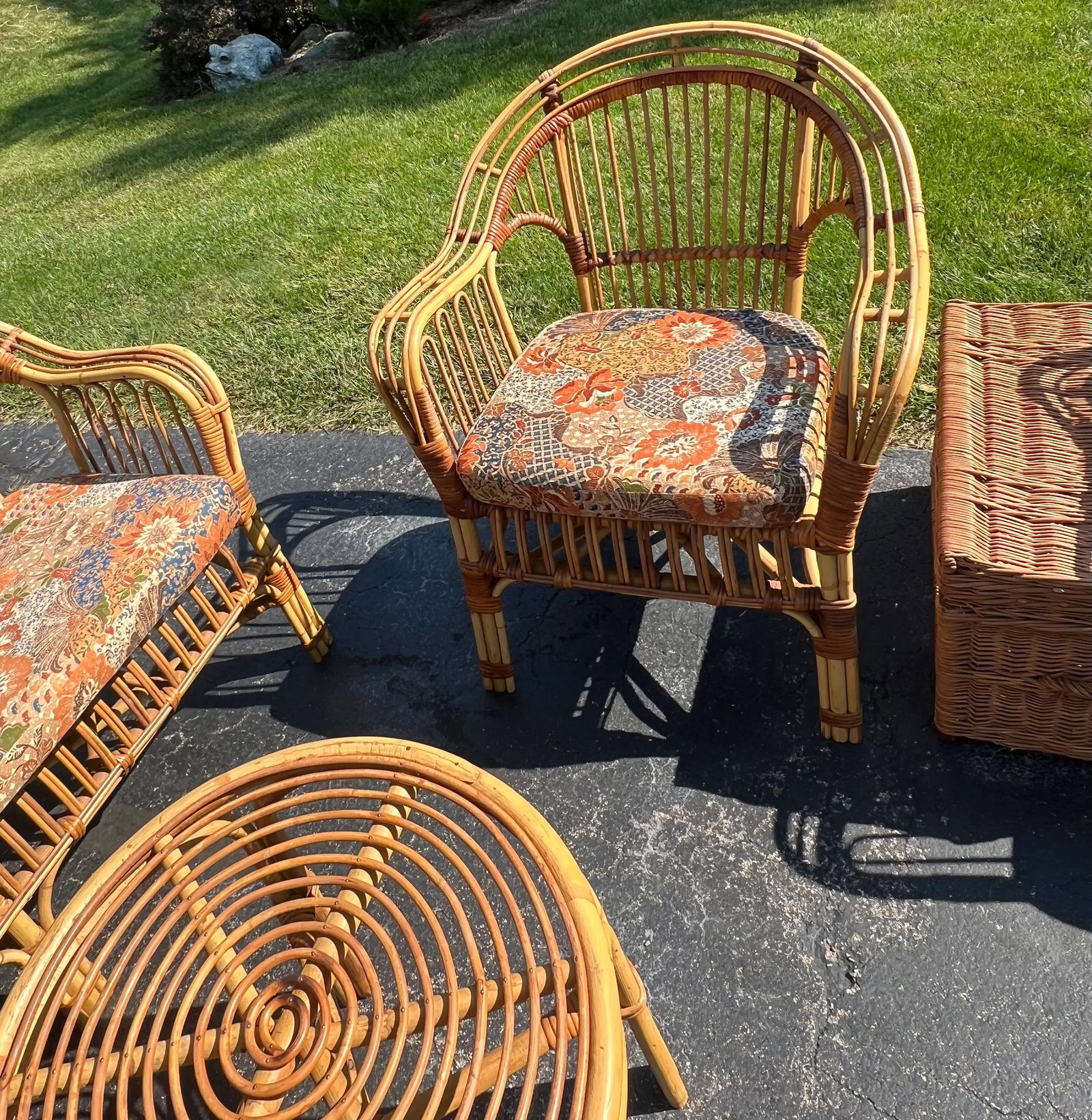 Vintage Franco Albini Style Safari Bamboo and Split Reed Patio Set 7 Pieces - 5