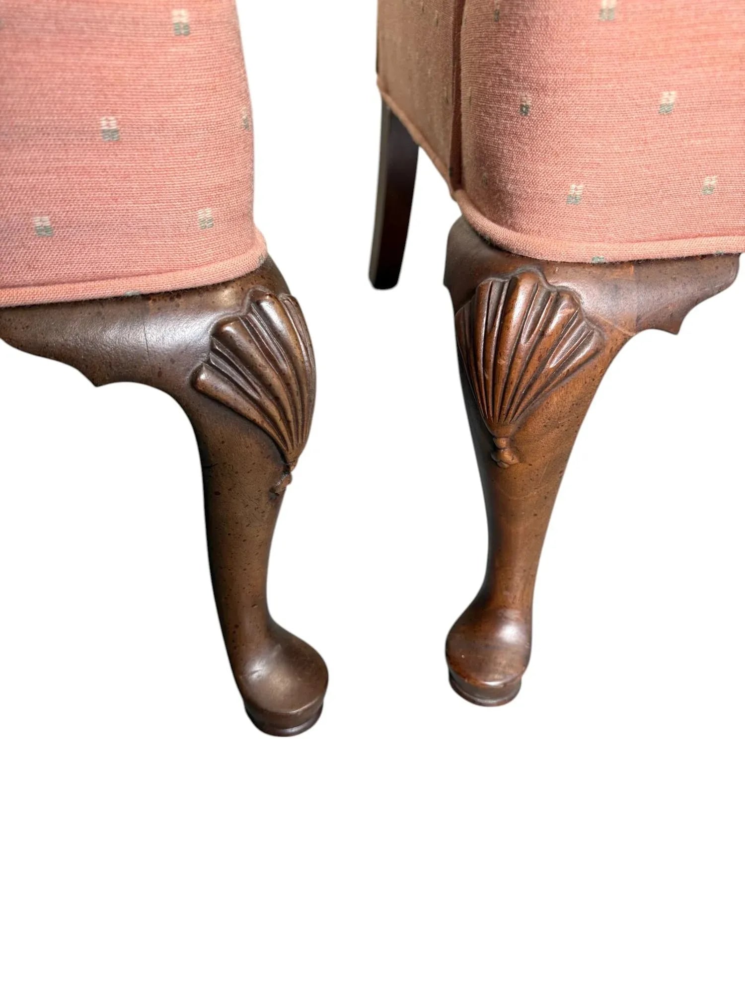 Late 20th Century Woodmark Originals Queen Anne Style Mahogany Wingback Chairs - A Pair - 10