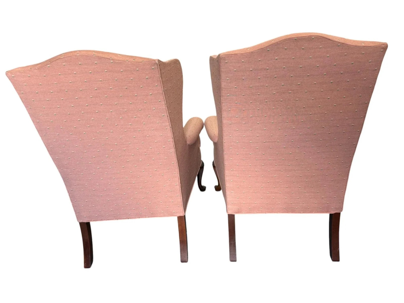 Late 20th Century Woodmark Originals Queen Anne Style Mahogany Wingback Chairs - A Pair - 4
