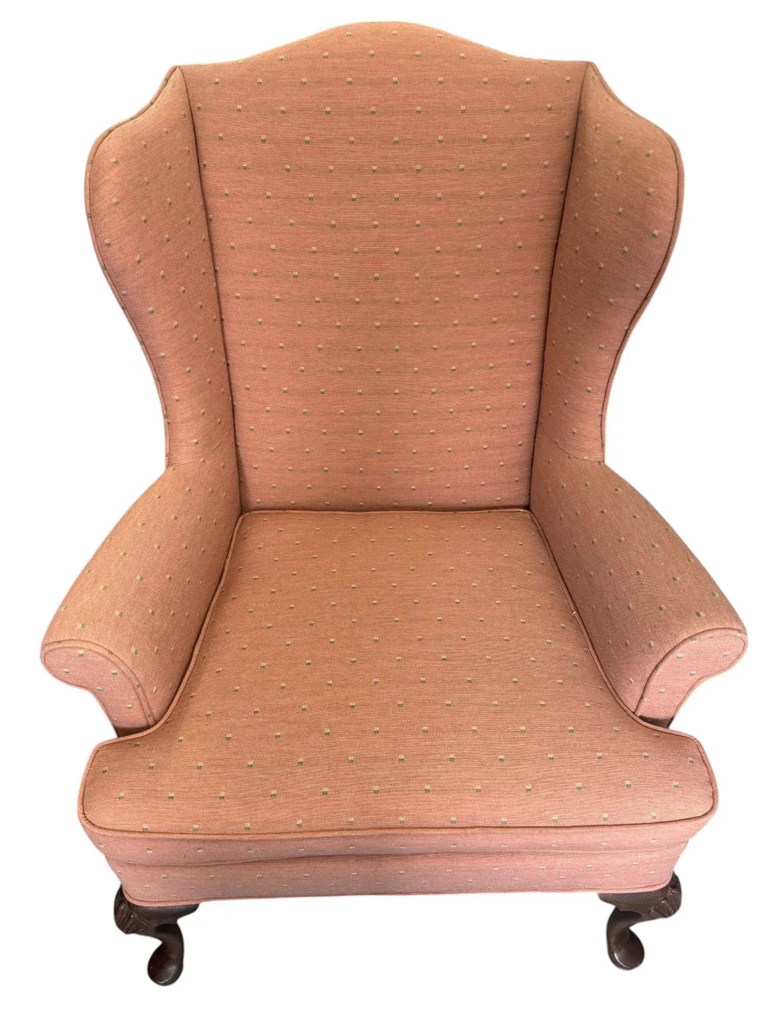 Late 20th Century Woodmark Originals Queen Anne Style Mahogany Wingback Chairs - A Pair - 5