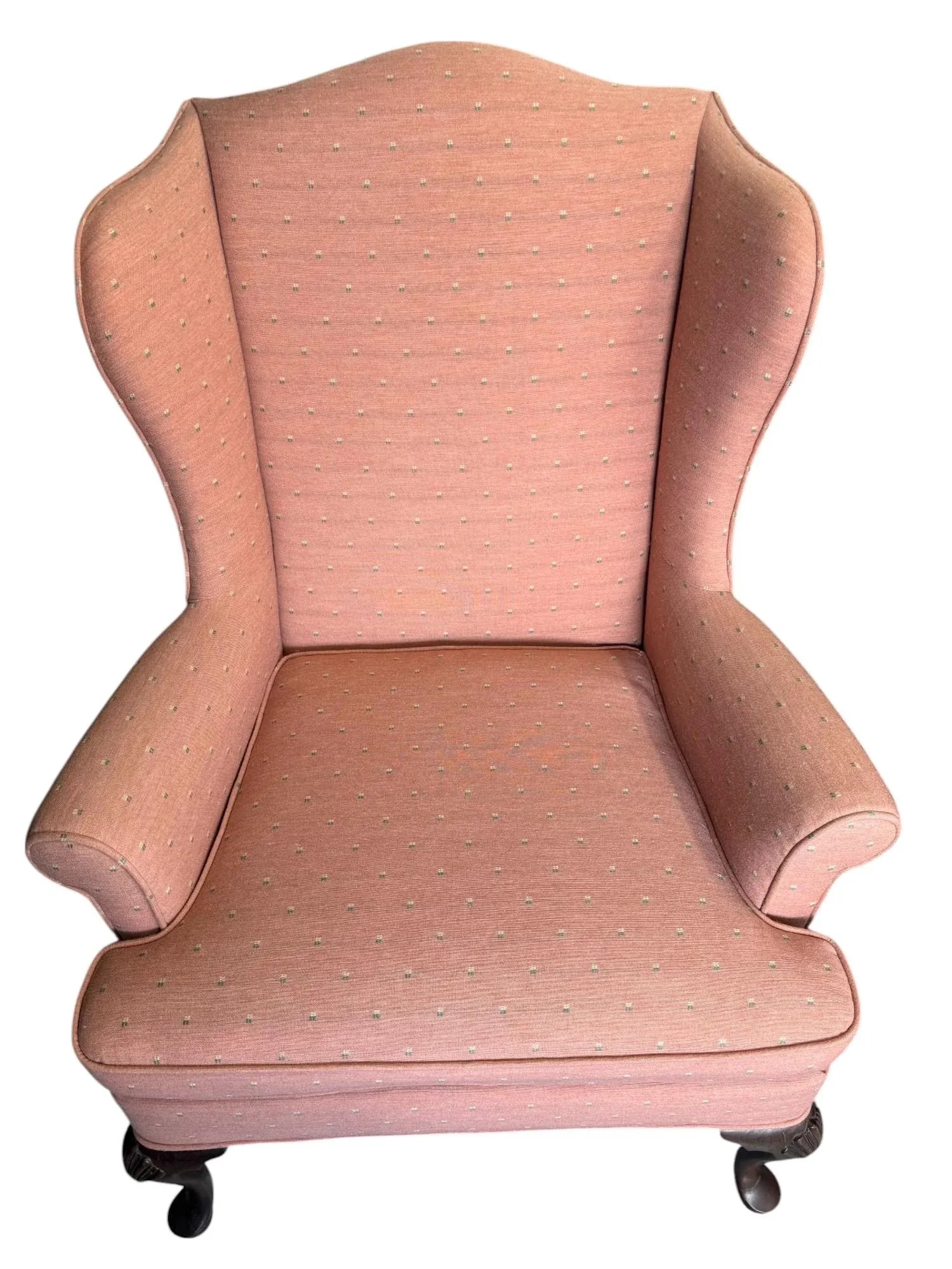Late 20th Century Woodmark Originals Queen Anne Style Mahogany Wingback Chairs - A Pair - 7