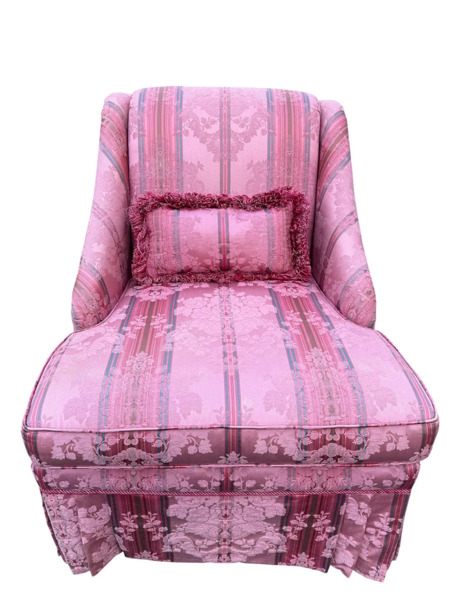 Late 20th Century Skirted Pink Striped Slipper Chair -a Pair - 10