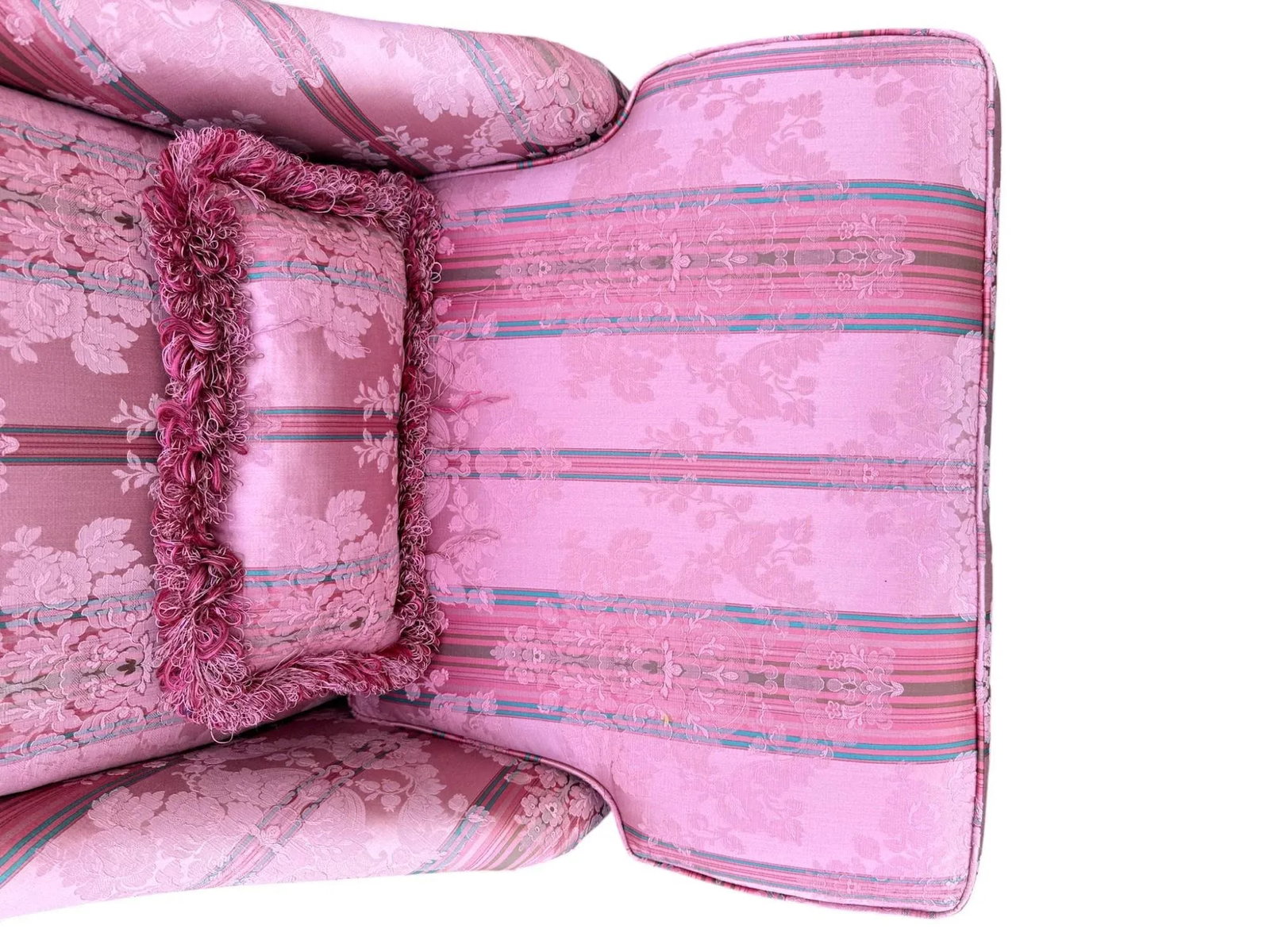 Late 20th Century Skirted Pink Striped Slipper Chair -a Pair - 17