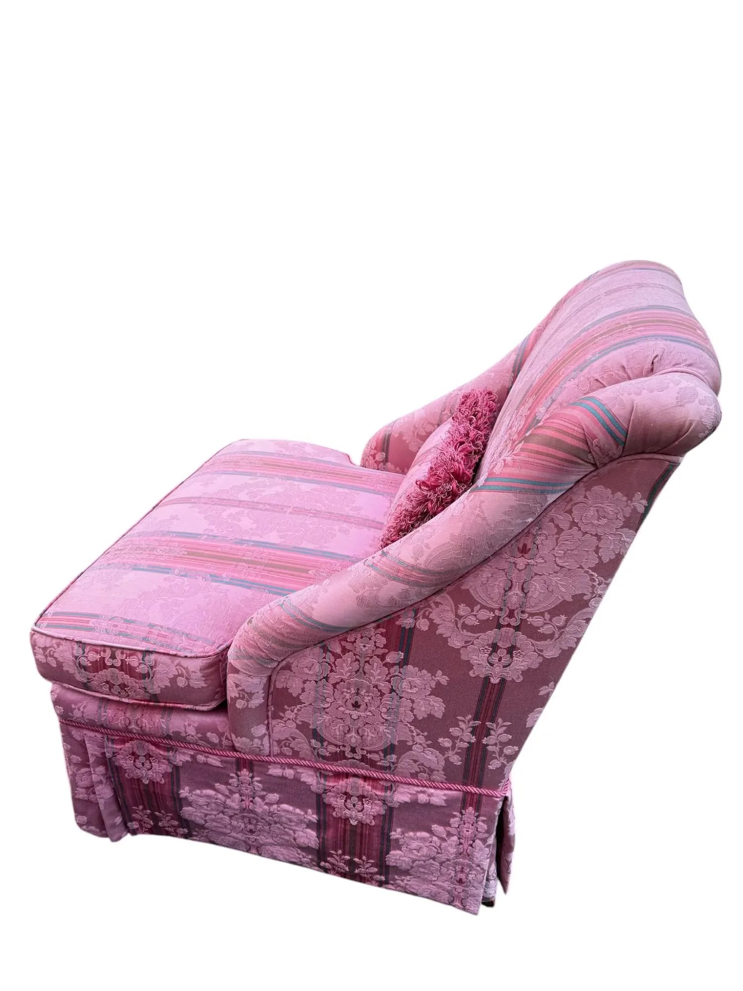 Late 20th Century Skirted Pink Striped Slipper Chair -a Pair - 7