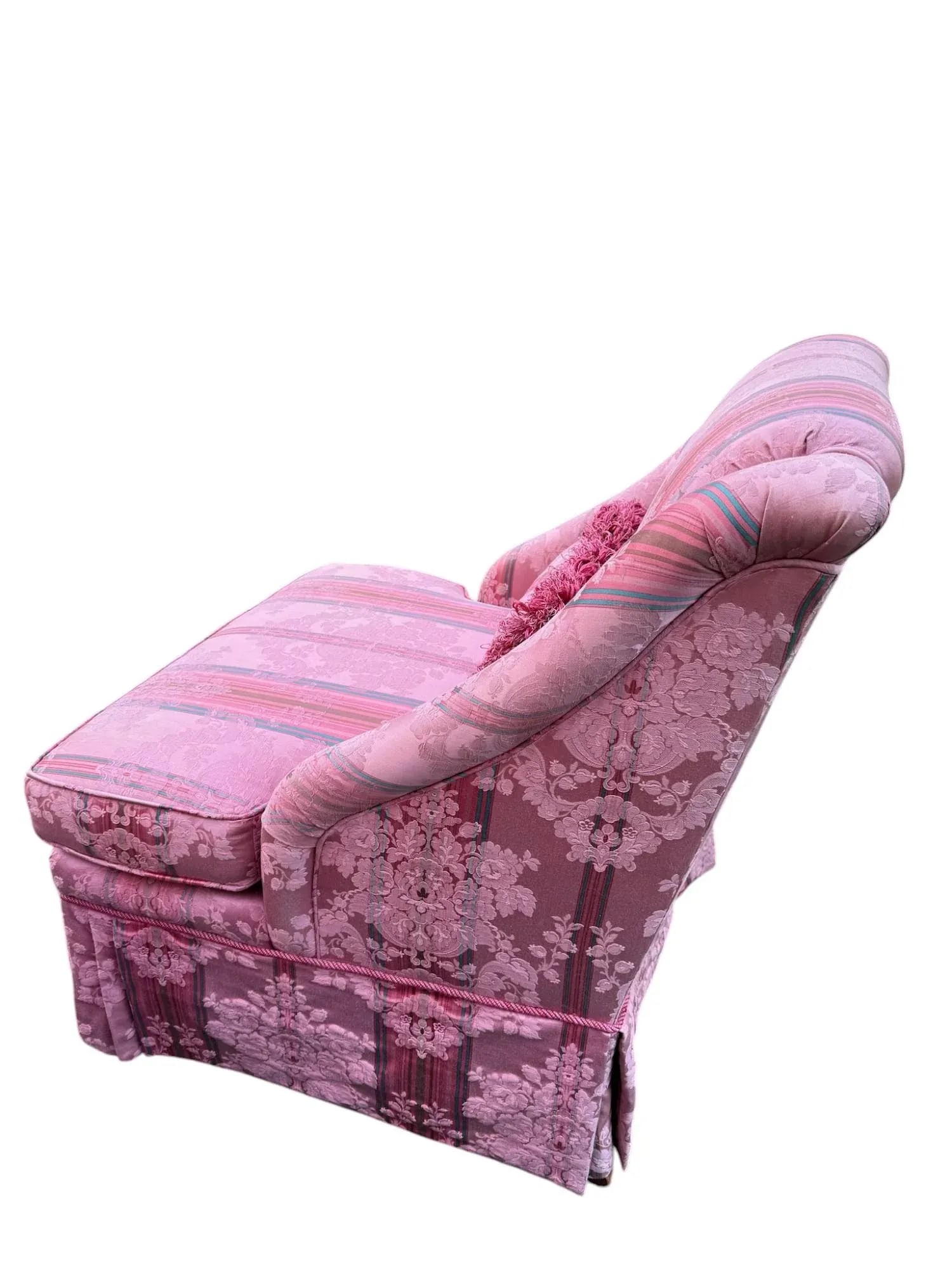 Late 20th Century Skirted Pink Striped Slipper Chair -a Pair - 8
