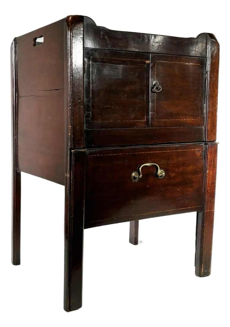 Late 18th Century George III Bedside Table - Banded and Inlaid Mahogany (1 of 8)