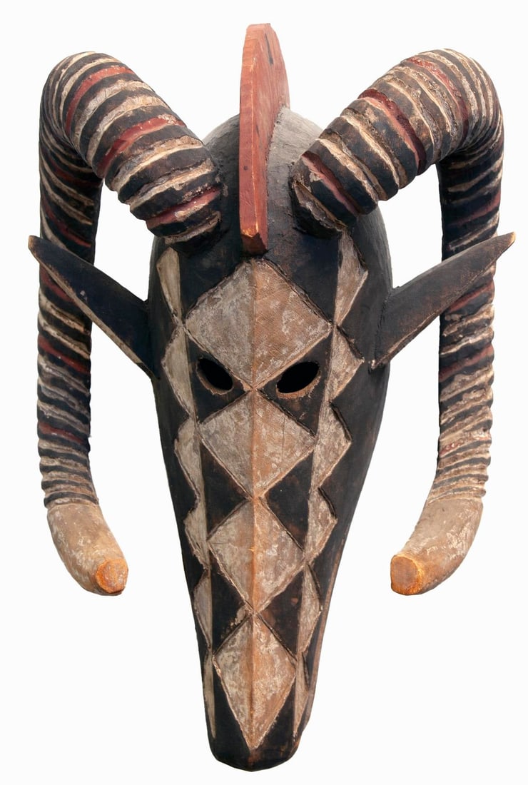 Vintage Carved African Wood Mask, Large - 5