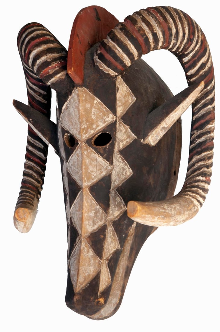 Vintage Carved African Wood Mask, Large - 6