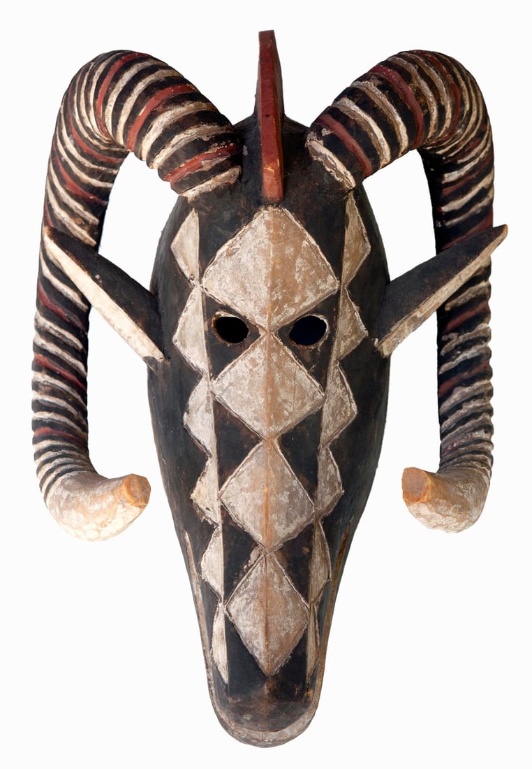 Vintage Carved African Wood Mask, Large - 7