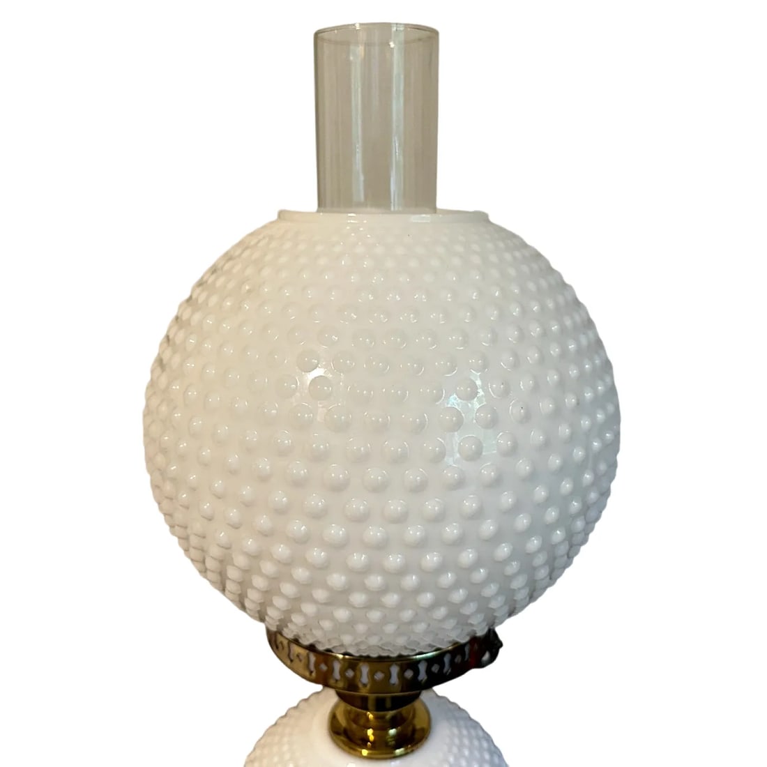 Vintage Hobnail Milk Glass Double Globe Hurricane Electric Lamp - 2
