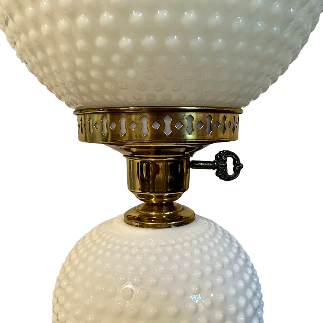 Vintage Hobnail Milk Glass Double Globe Hurricane Electric Lamp - 3