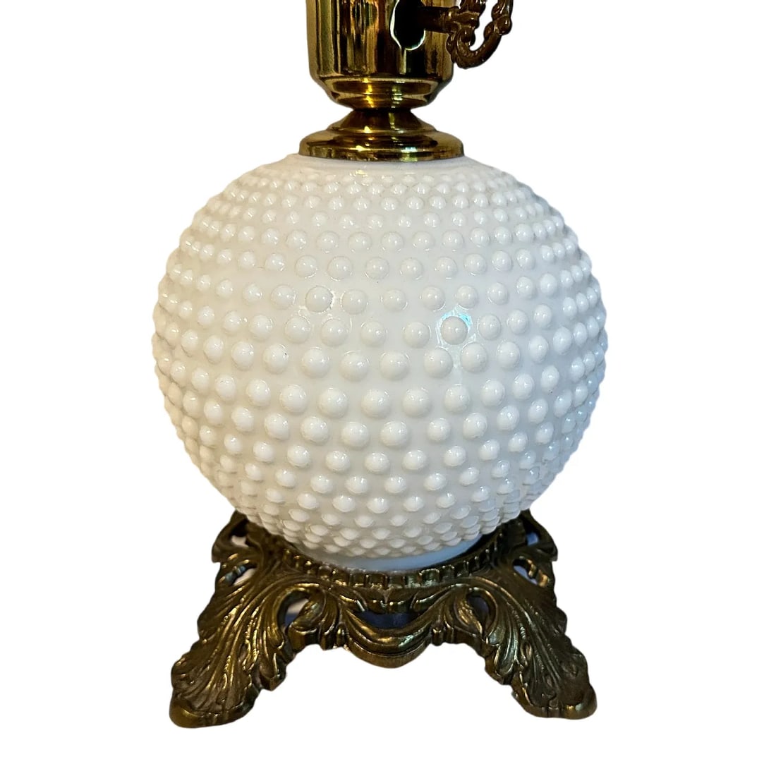 Vintage Hobnail Milk Glass Double Globe Hurricane Electric Lamp - 4