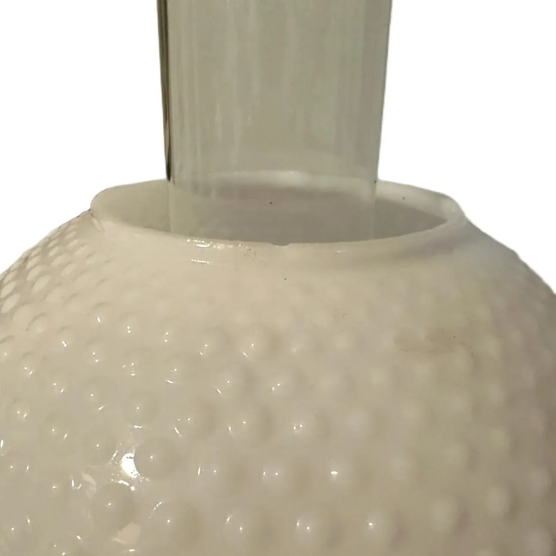 Vintage Hobnail Milk Glass Double Globe Hurricane Electric Lamp - 6