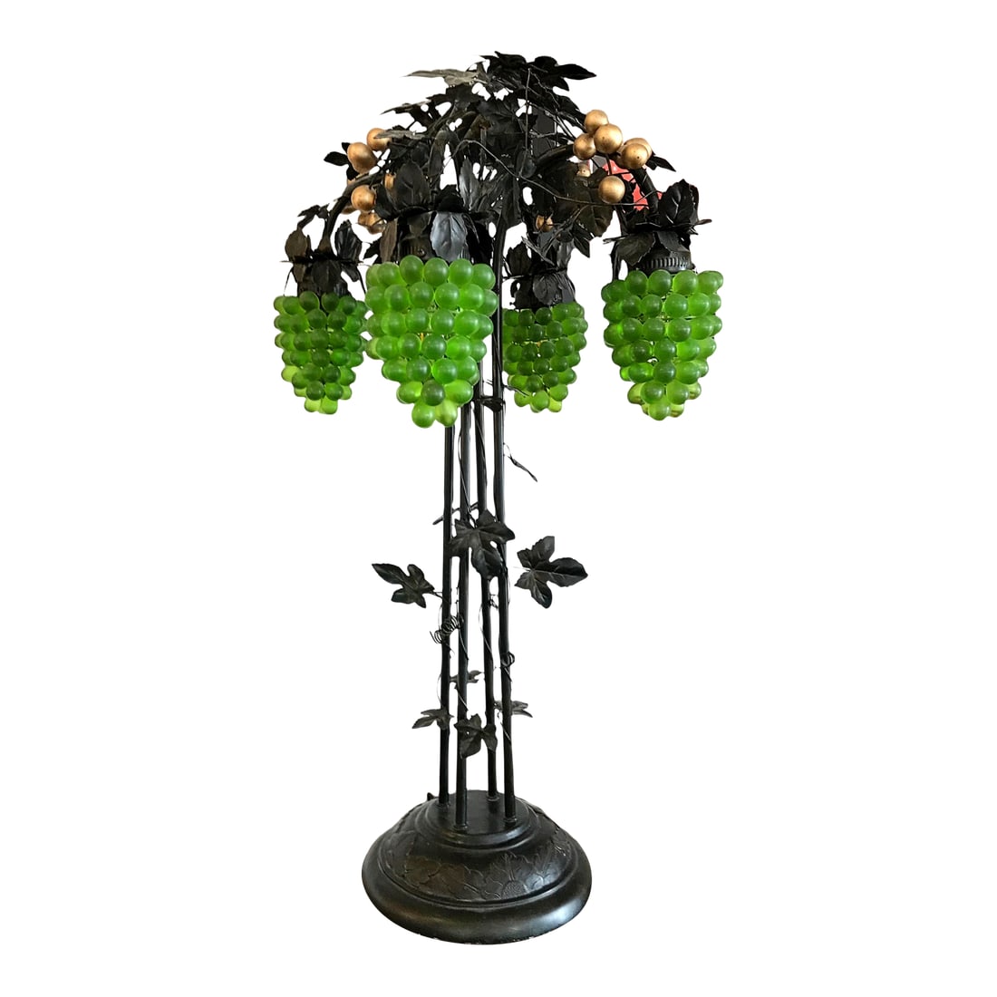 Large Italian Chandelier Style Grapevine Table Lamp W/Green Grape Clusters (1 of 6)