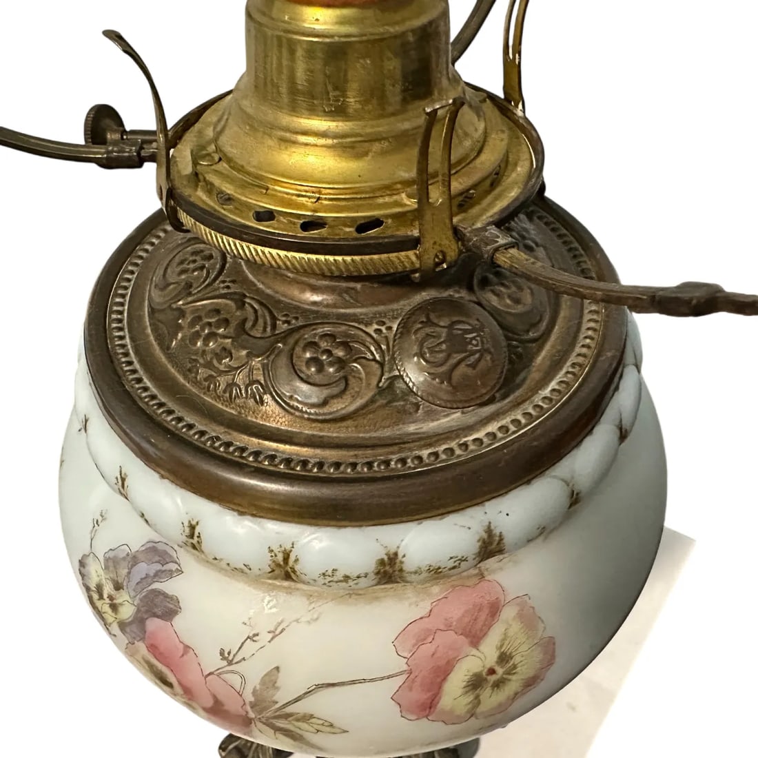 Antique Victorian Aesthetic Movement Swan & Whitehead Hand Painted Electrified Oil Lamp - 6