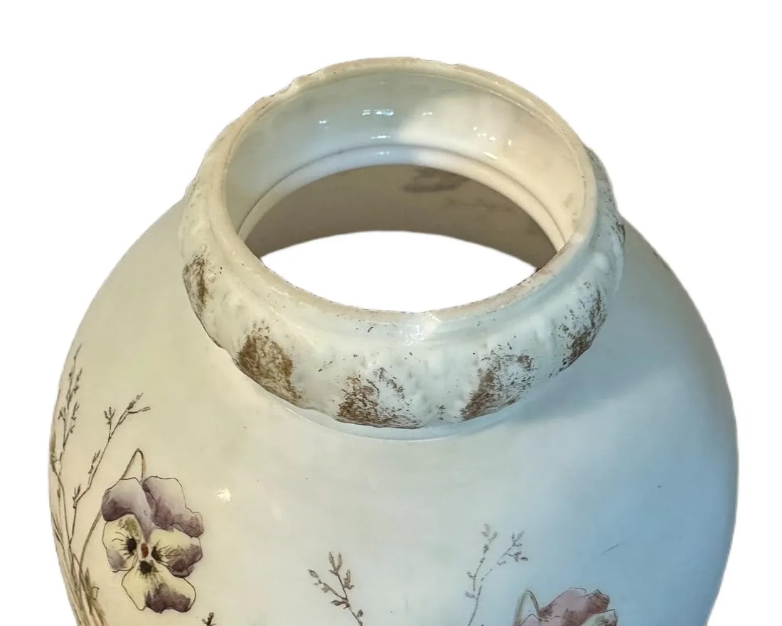 Antique Victorian Aesthetic Movement Swan & Whitehead Hand Painted Electrified Oil Lamp - 8