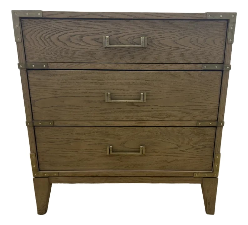 Rh Cayden Campaign Closed Nightstand - 26" Waxed Grey Oak With Pewter Hardware (1 of 18)