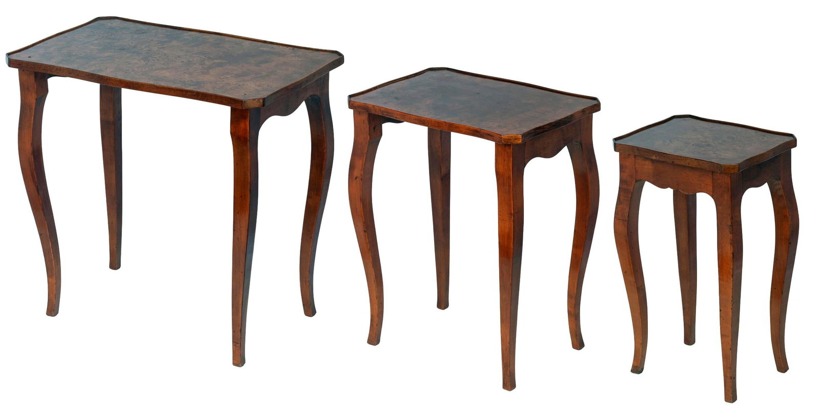 Set of 3, Antique Italian Burl WoodNesting Tables - 10
