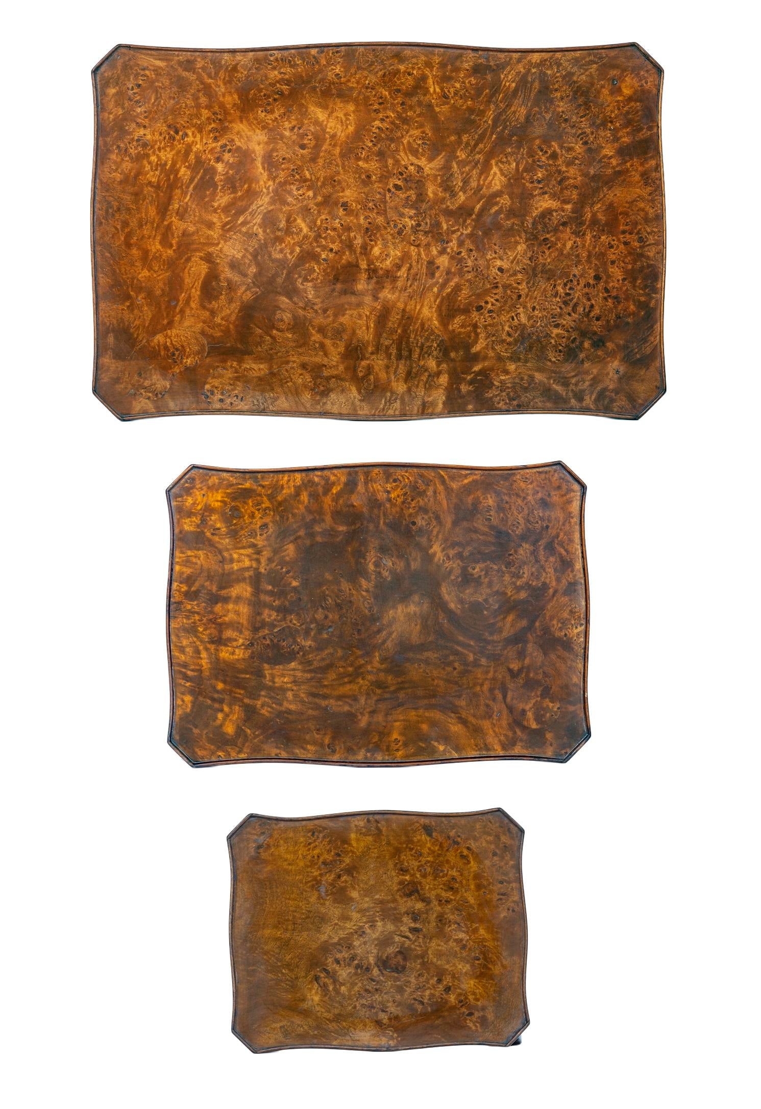 Set of 3, Antique Italian Burl WoodNesting Tables - 2