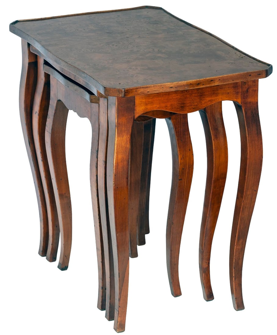 Set of 3, Antique Italian Burl WoodNesting Tables - 8