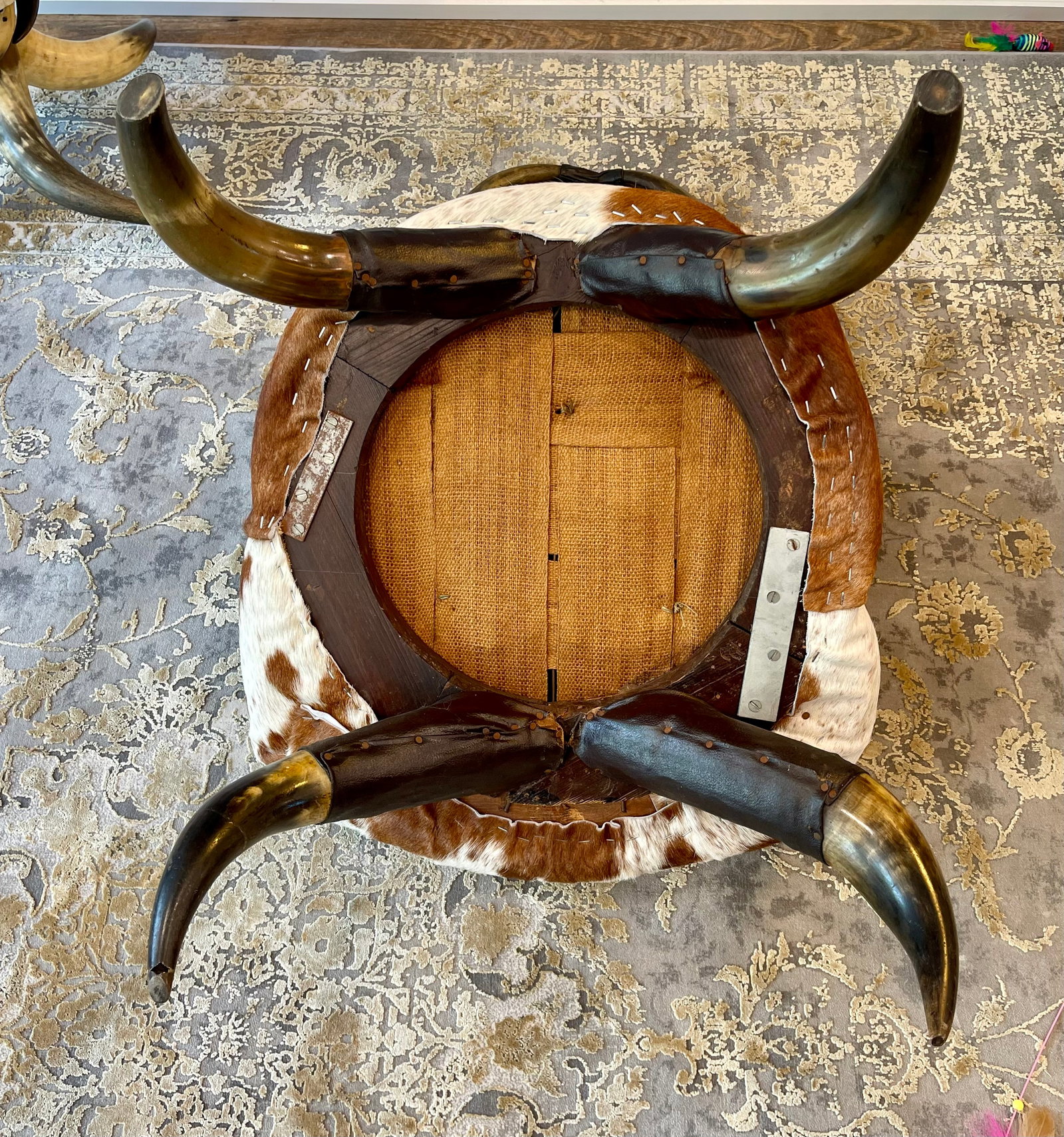 Antique Victorian Texas Long Horn Slipper Chair - 4