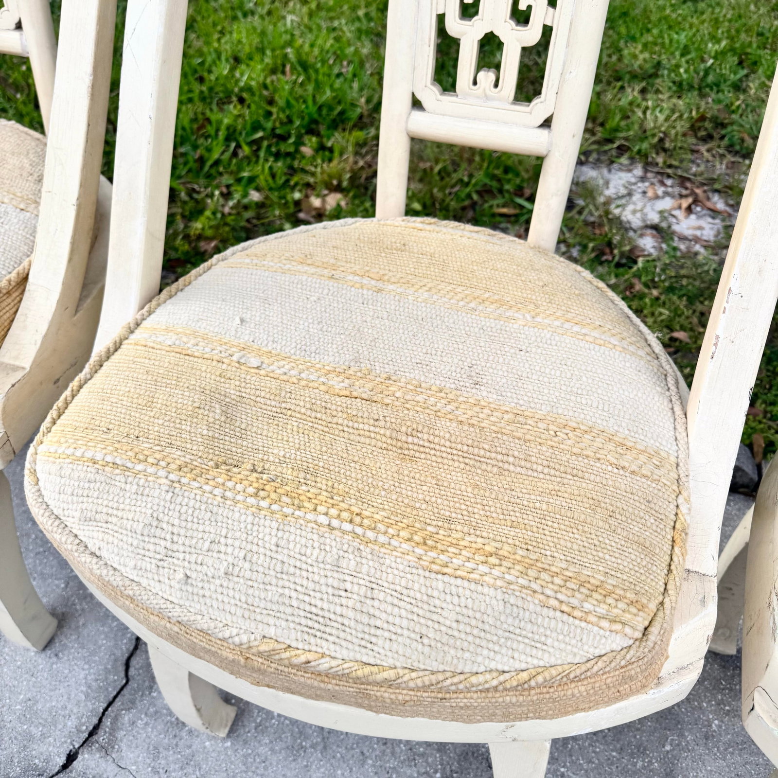 Ming Style Cream Wooden Swivel Dining Chairs - Set of 5 - 6