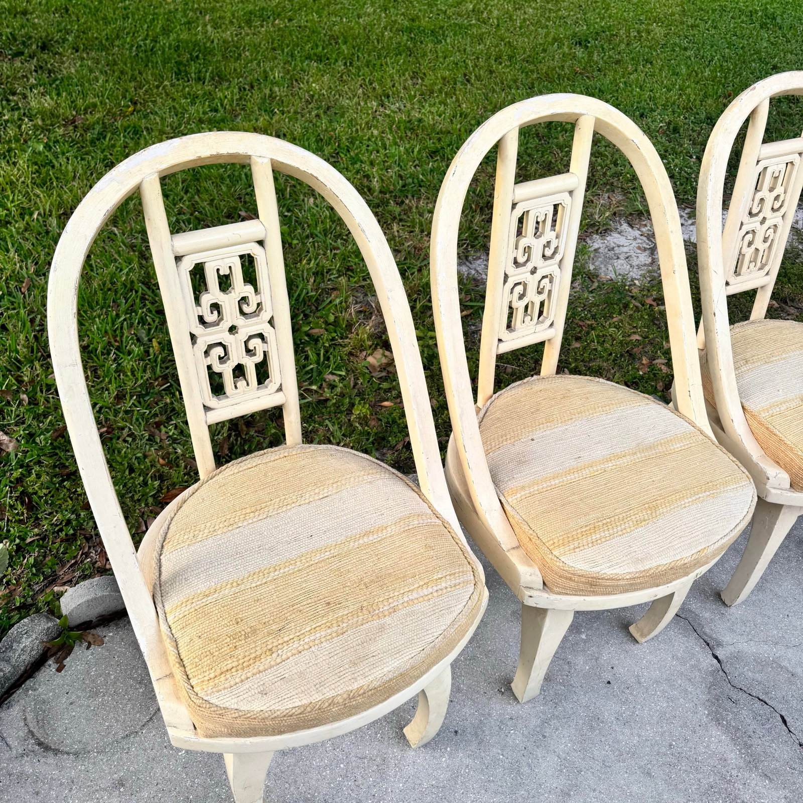 Ming Style Cream Wooden Swivel Dining Chairs - Set of 5 - 7