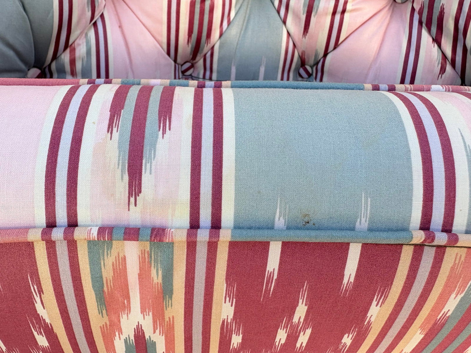 Late 20th Century Southwest Ikat Upholstered Club Chair and Ottoman Set - 12