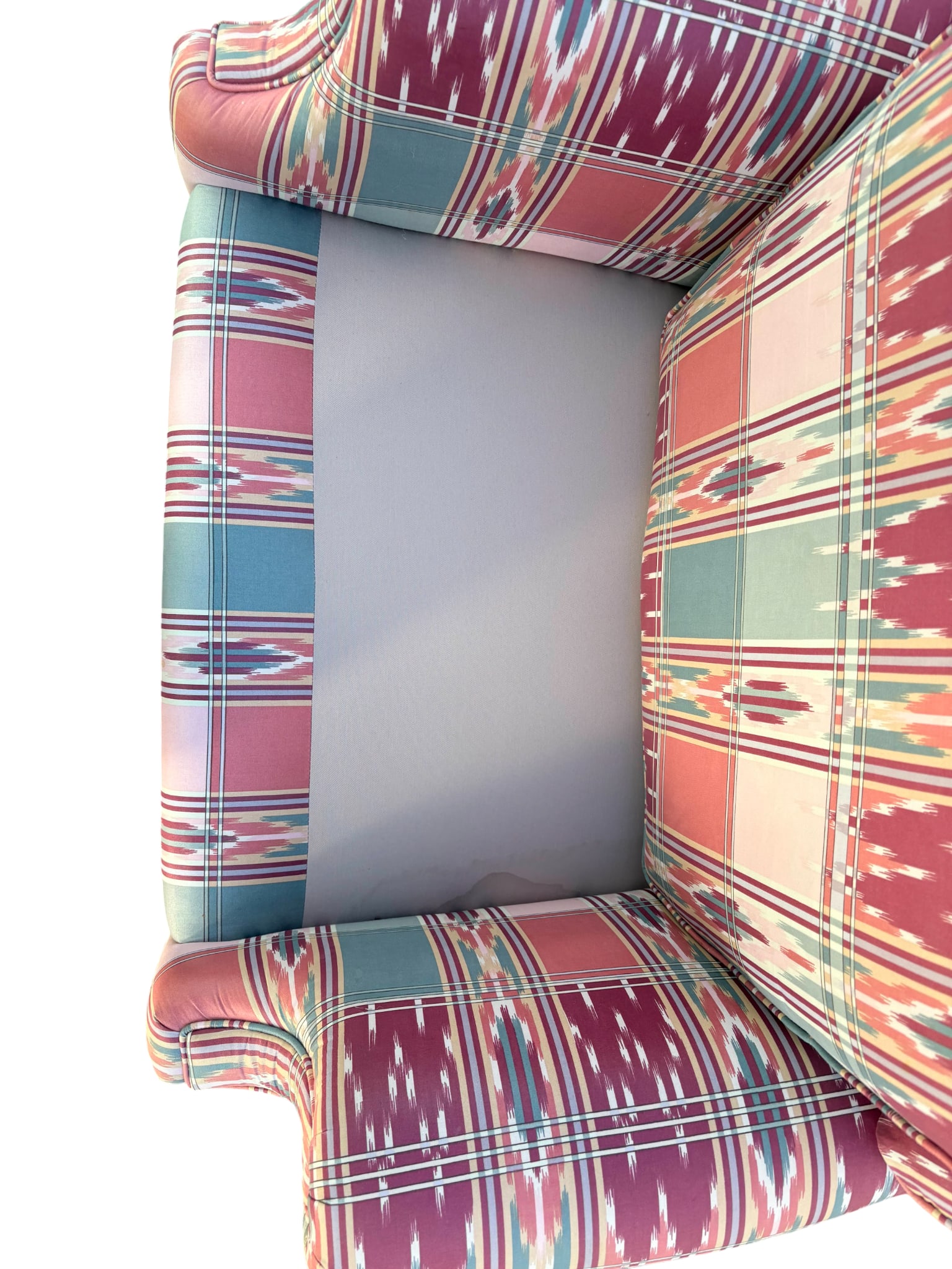 Late 20th Century Southwest Ikat Upholstered Club Chair and Ottoman Set - 14