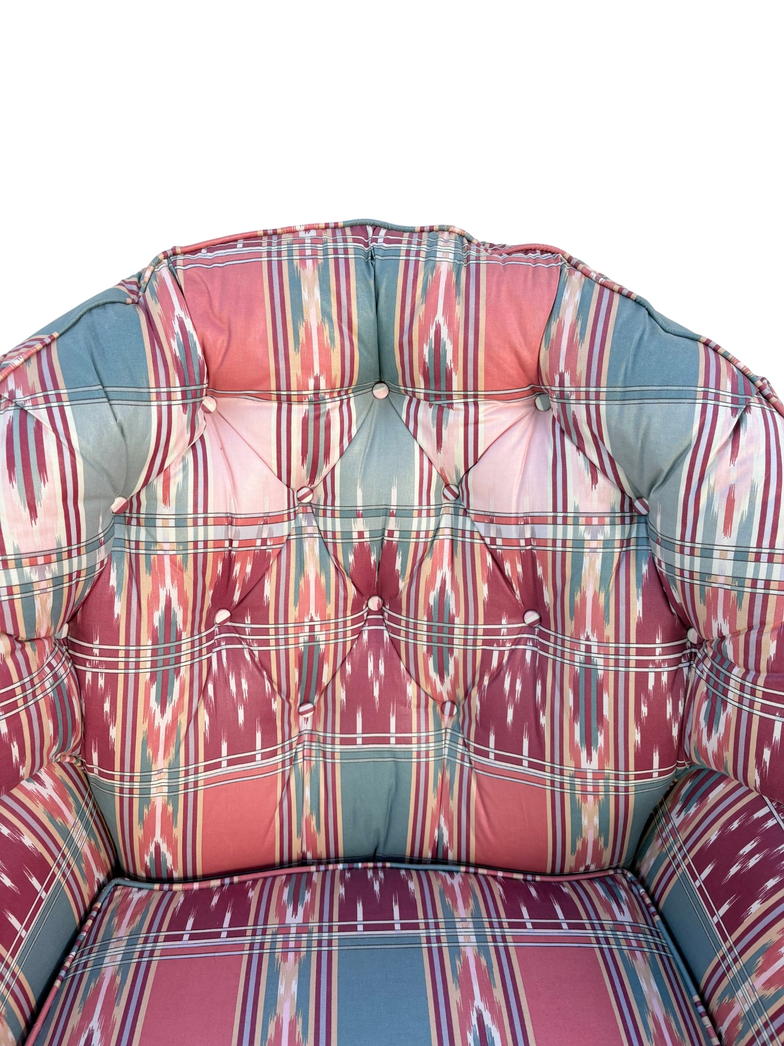 Late 20th Century Southwest Ikat Upholstered Club Chair and Ottoman Set - 6