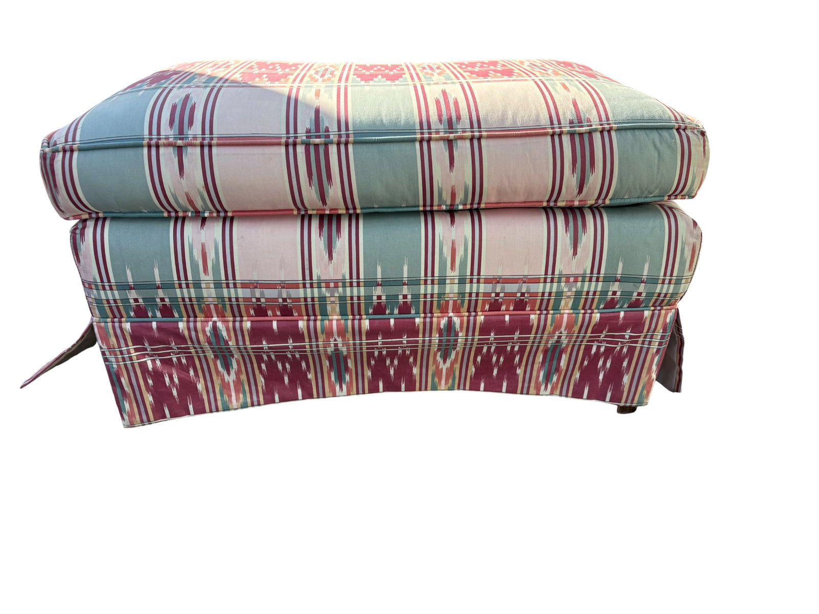Late 20th Century Southwest Ikat Upholstered Club Chair and Ottoman Set - 7