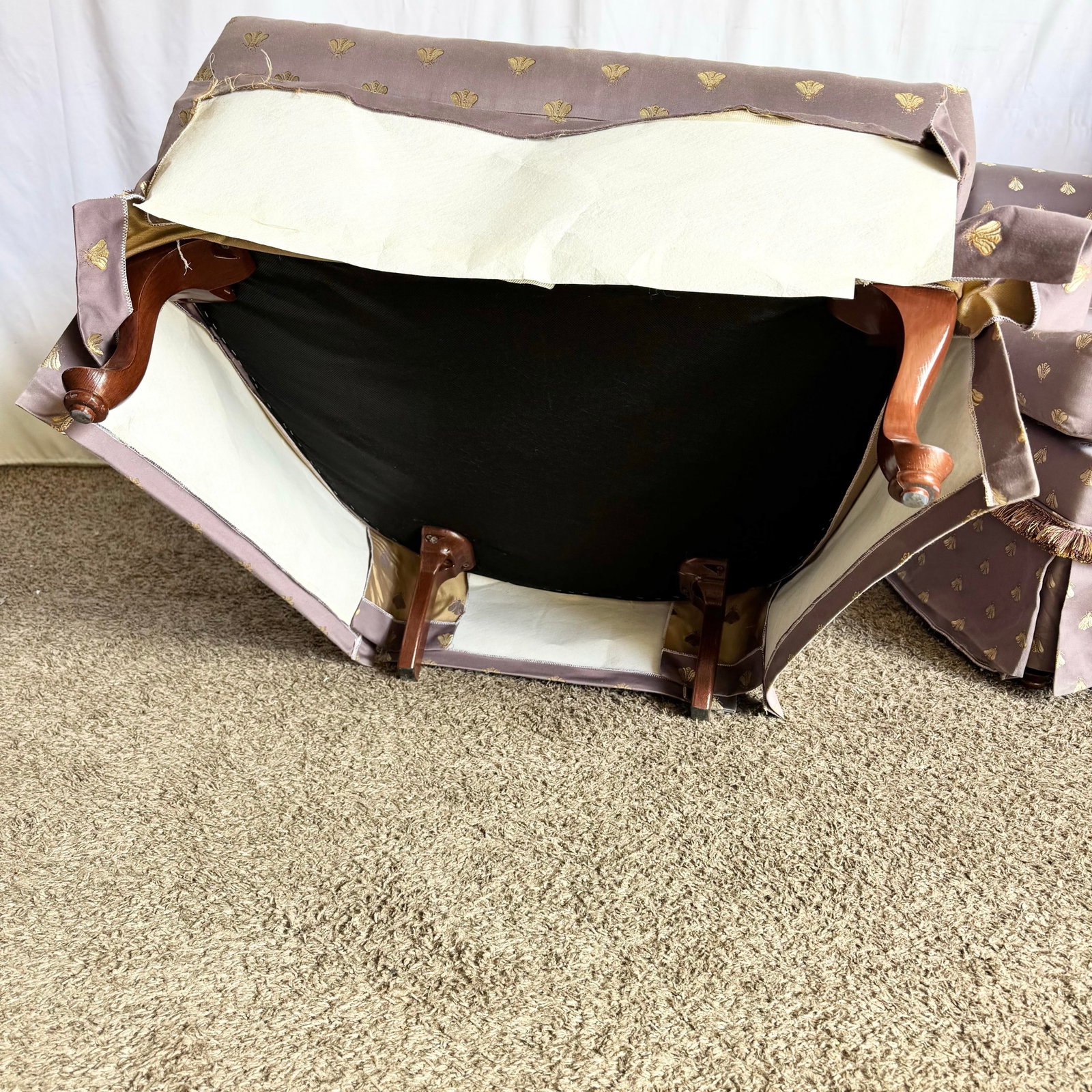 Vintage Regency Purple and Gold Honey Bees Lounge Chairs - A Pair - 10