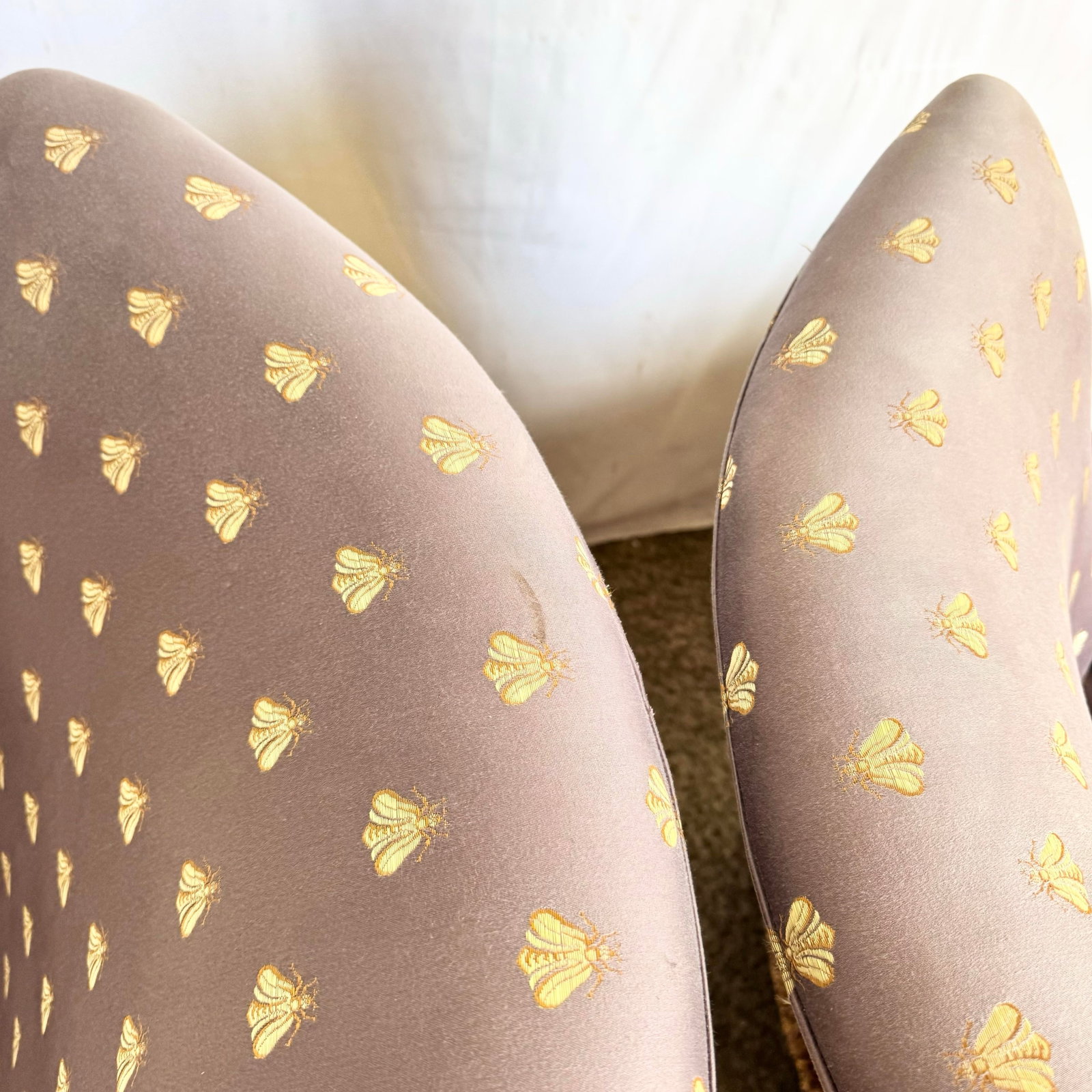 Vintage Regency Purple and Gold Honey Bees Lounge Chairs - A Pair - 9