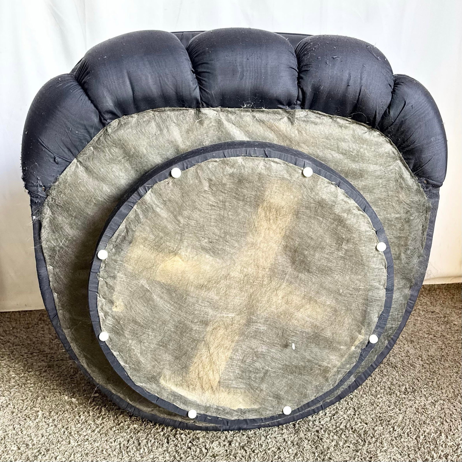 Postmodern Black Clam Shells Swivel Lounge Chairs - A Pair - 12