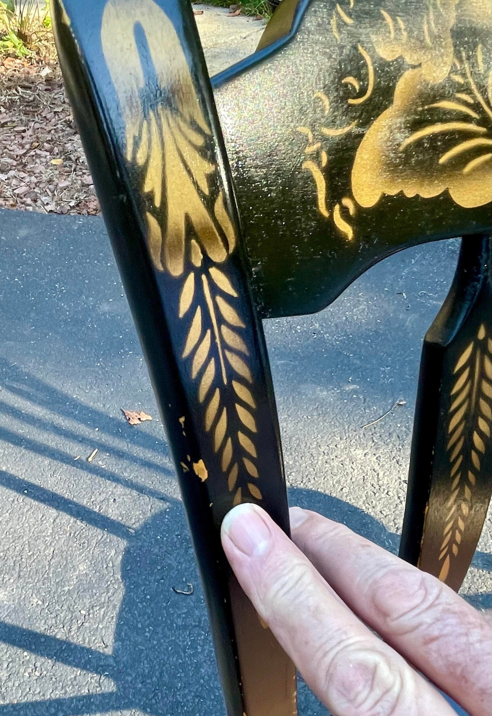 Mid 20th Century Hitchcock Ebonized Arrow Back Windsor Style Dide Chair - 10