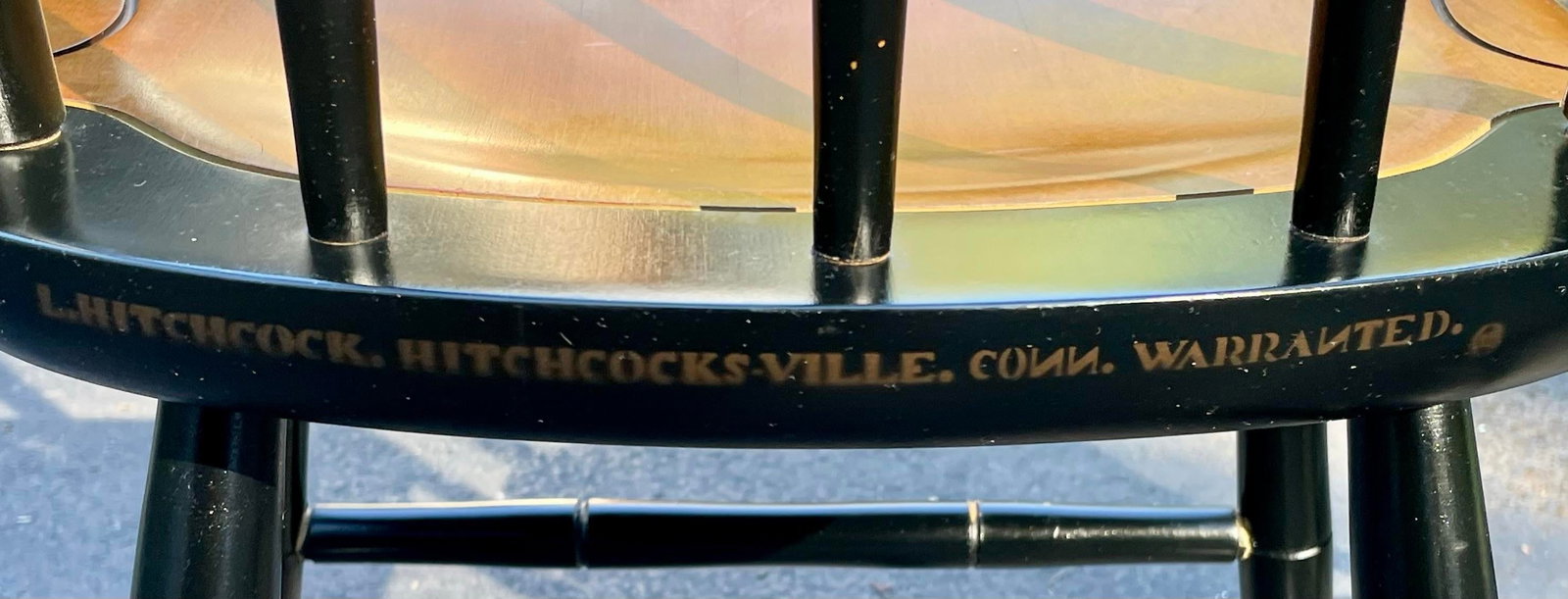 Mid 20th Century Hitchcock Ebonized Arrow Back Windsor Style Dide Chair - 11