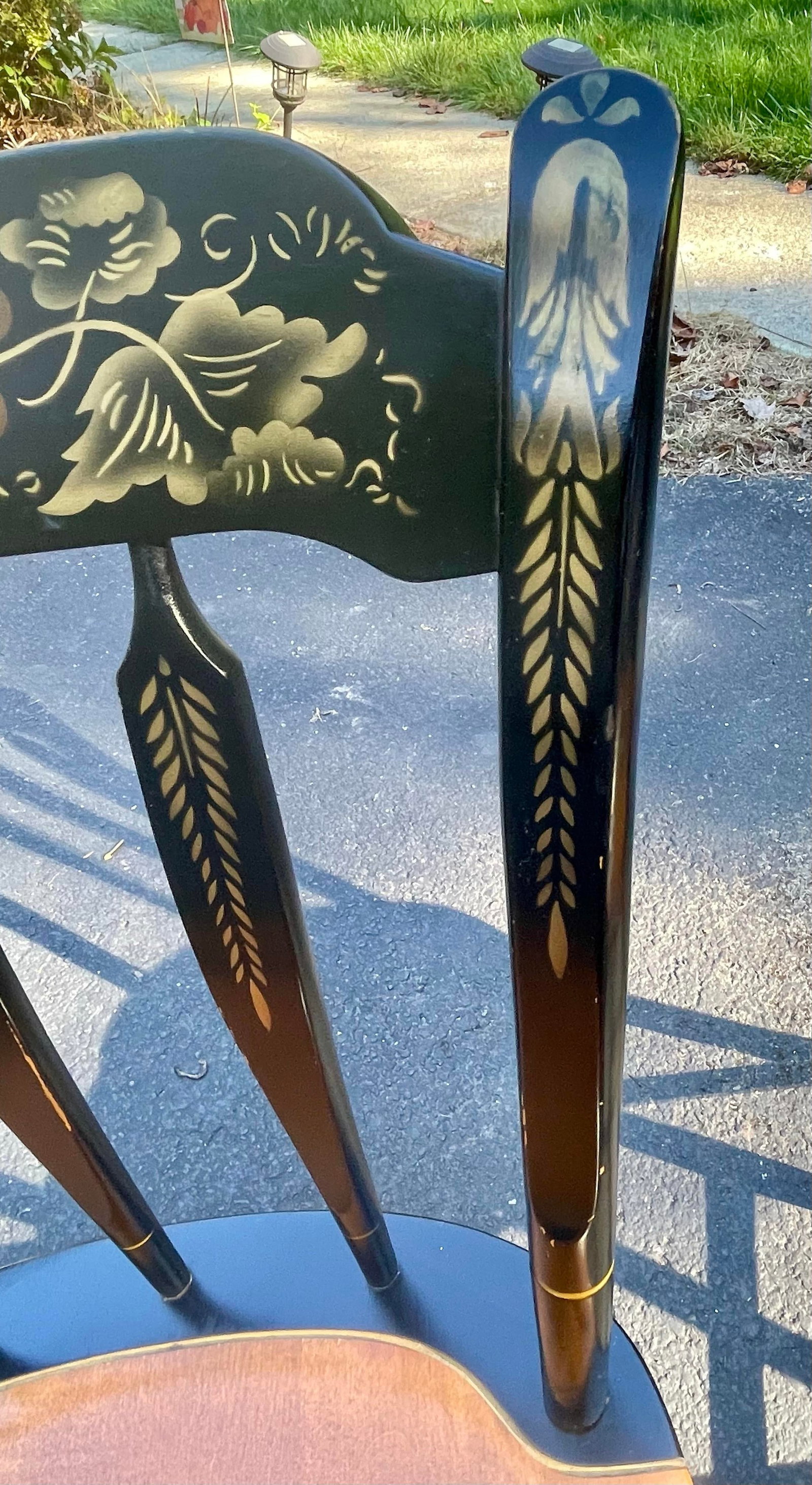 Mid 20th Century Hitchcock Ebonized Arrow Back Windsor Style Dide Chair - 9