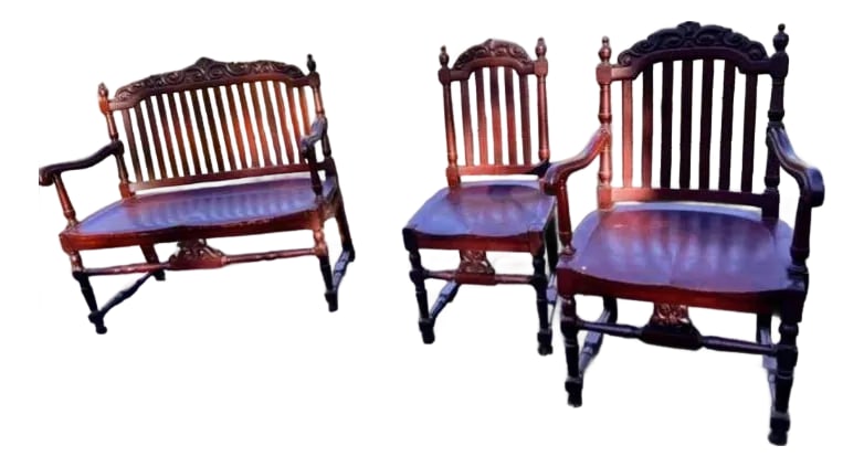 Exquisite, Two-Piece Antique Mahogany Set Stamped by Michigan Chair (1 of 6)