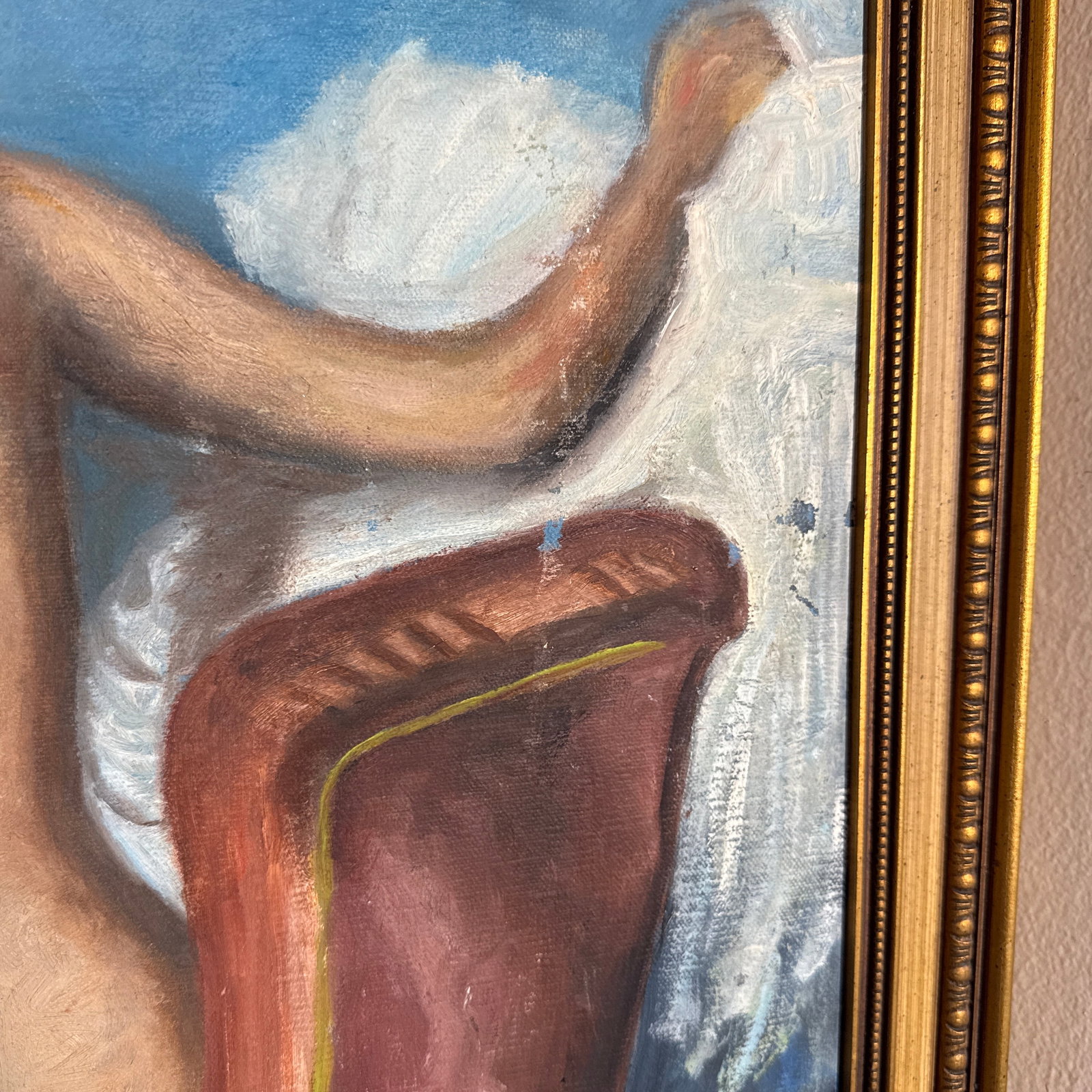 Vintage French Impressionist Oil Painting Seated Female Nude - Framed Original - 8
