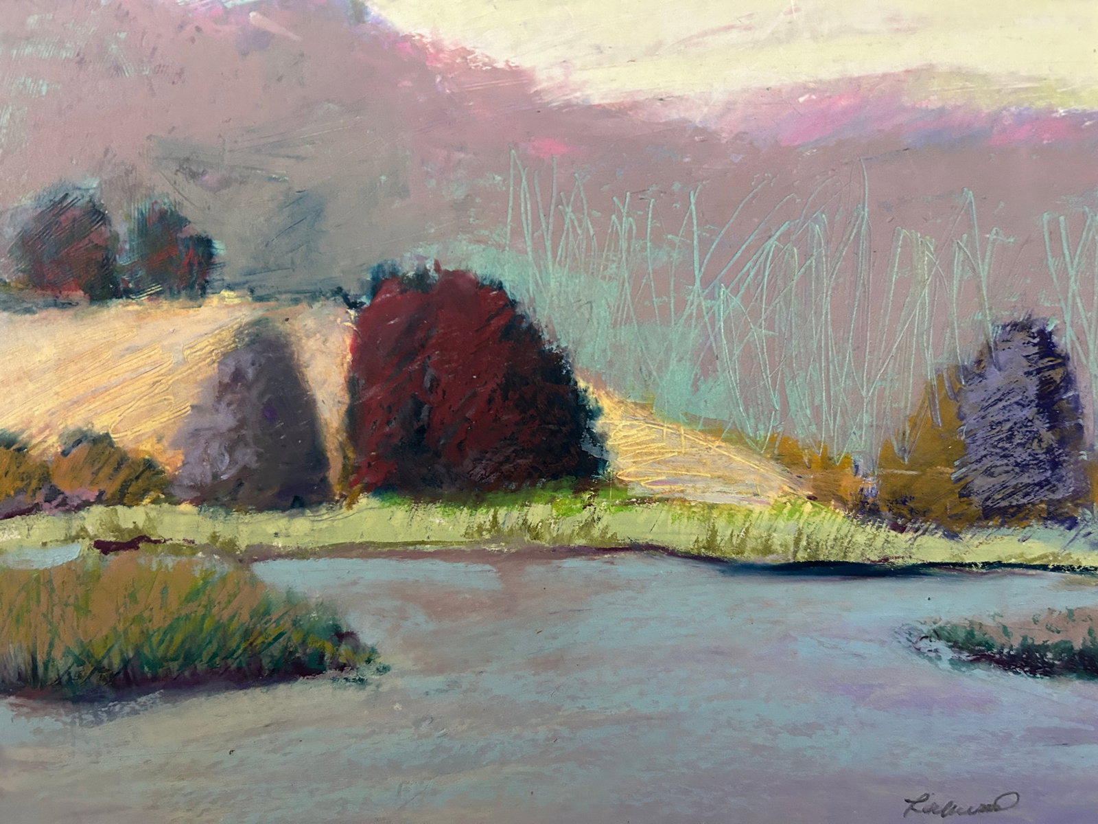 "Gumdrop Trees" by Sue Lockwood - Original 2004 Oil Pastel Landscape, Grand Rapids Artist - 3