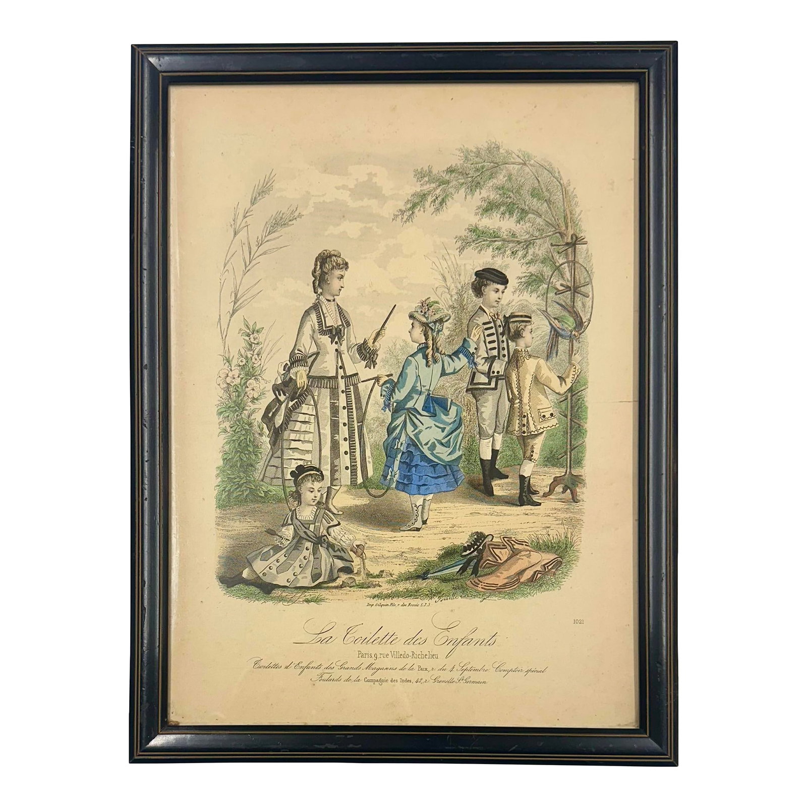 French Fashion Print "La Toilette Des Enfants", 1855 (Framed) (1 of 4)
