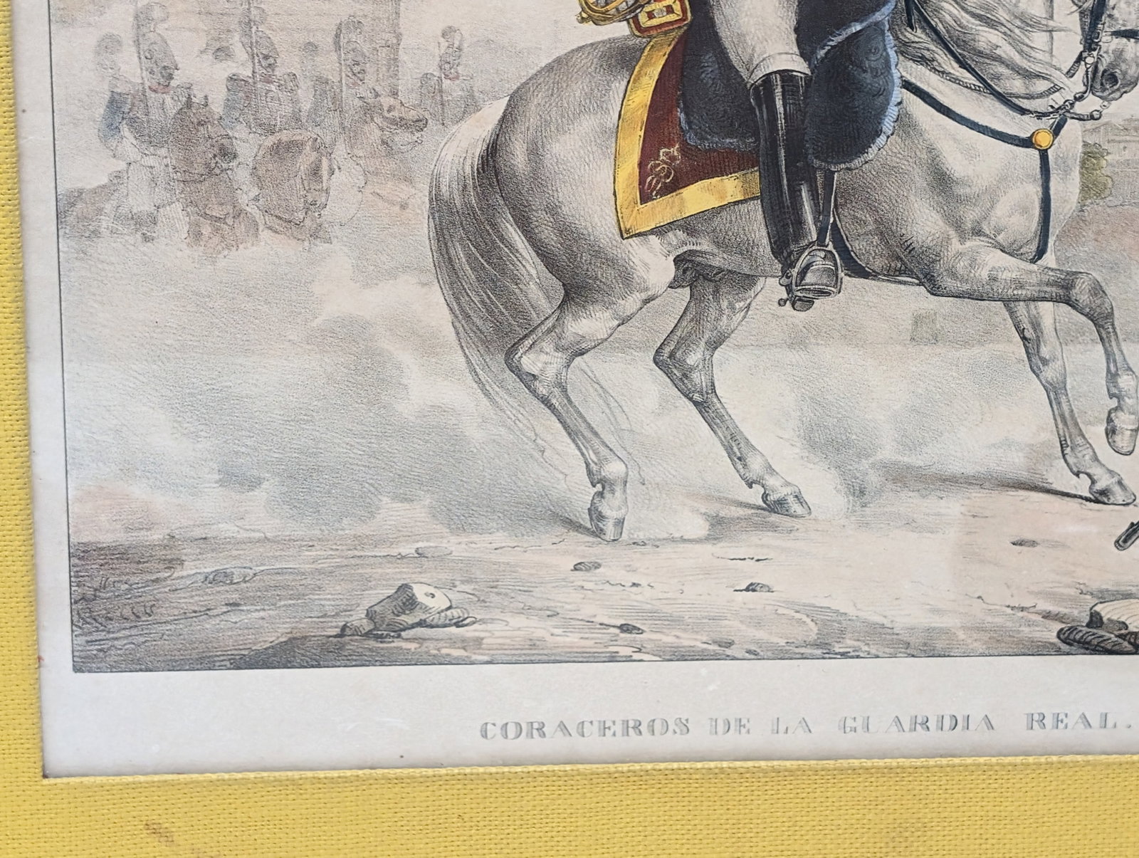 19th Century "Coraceros De La Guardia Real" Lithograph Engraving, Framed - 5