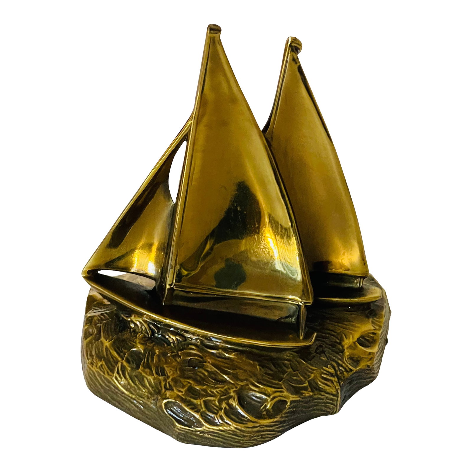 Vintage Bronze Sailing Boats Ships Sculpture Nautical (1 of 4)