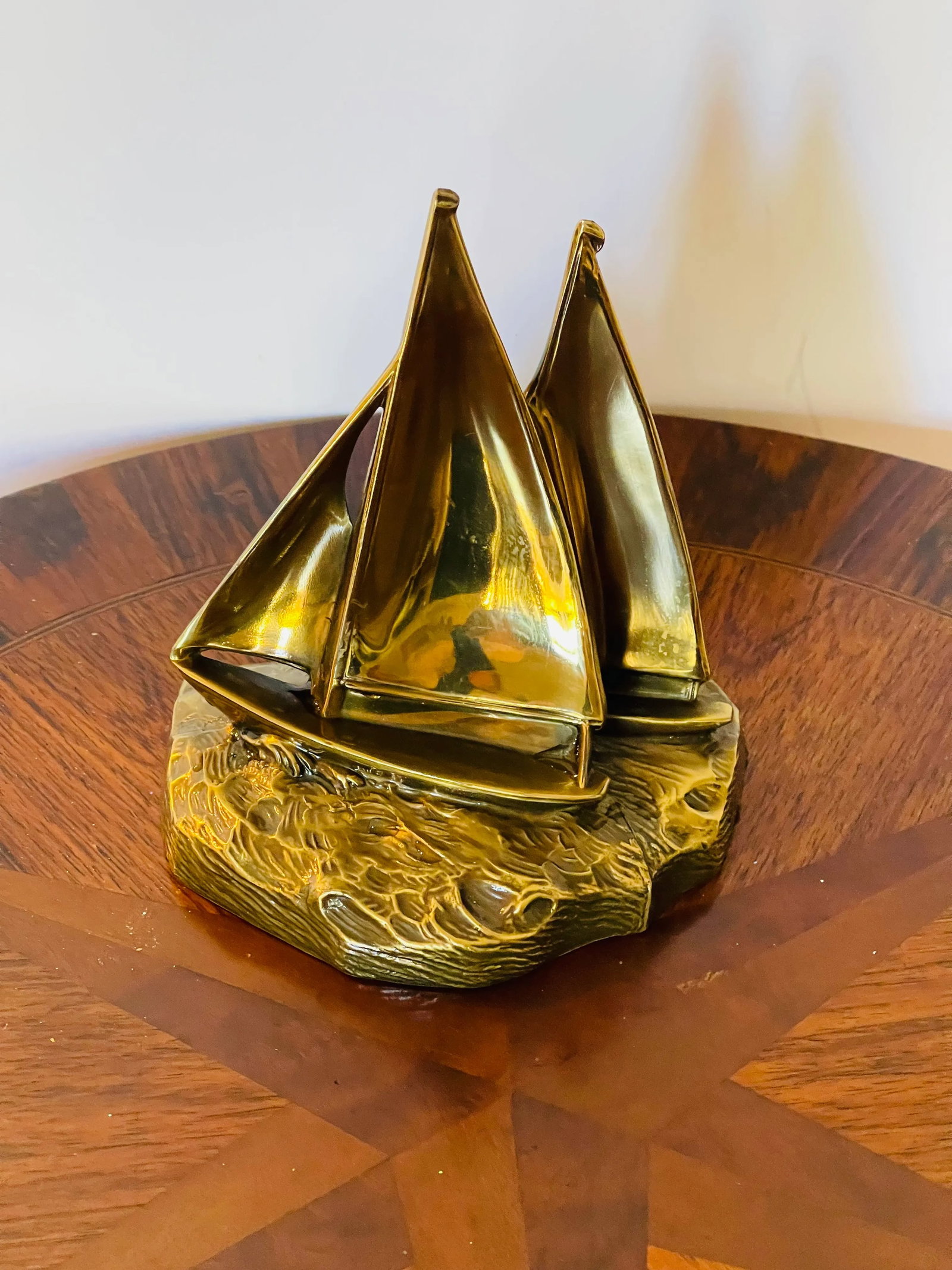 Vintage Bronze Sailing Boats Ships Sculpture Nautical - 4