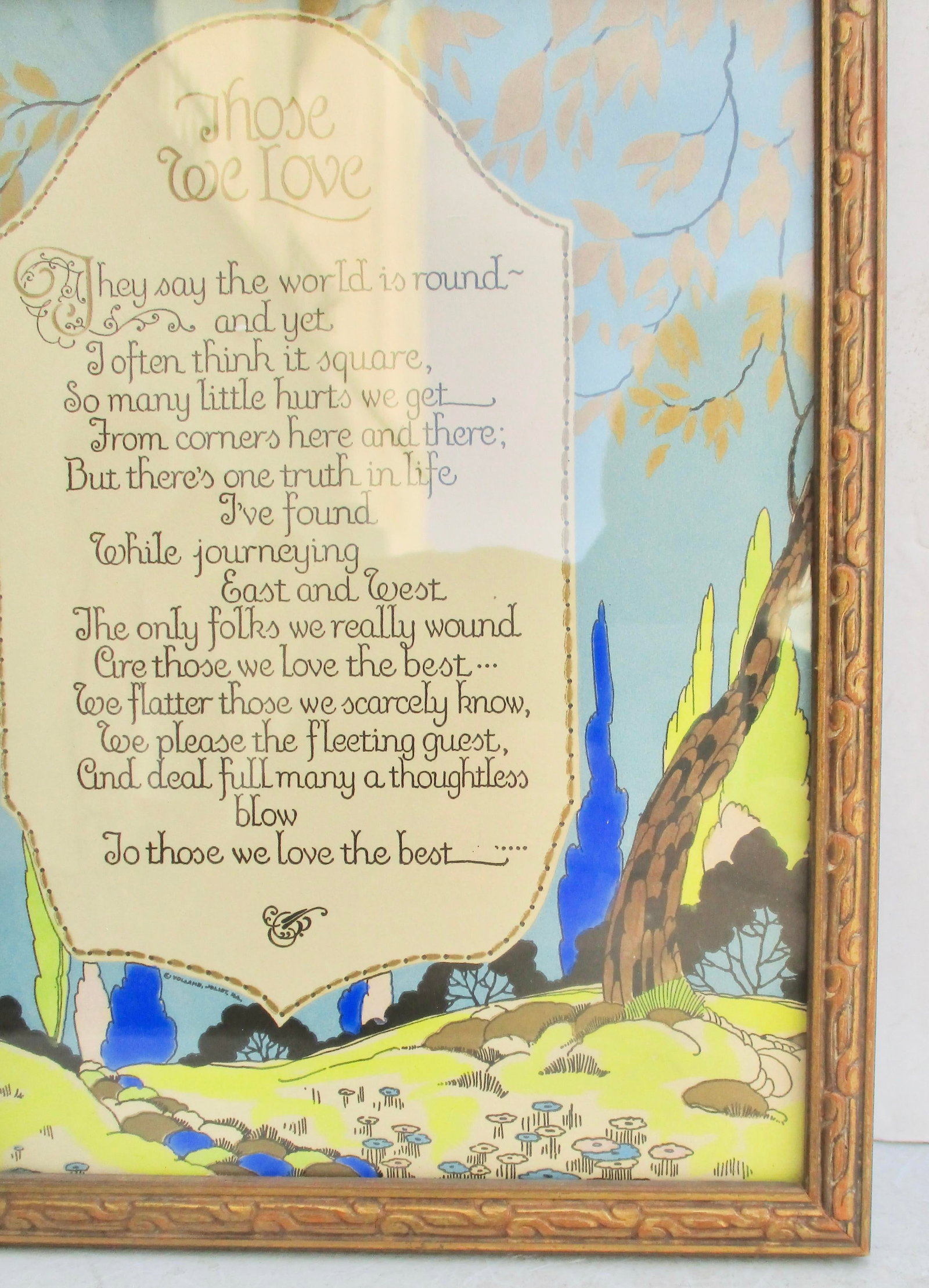 Art Deco Motto Print Circa 1920s "Those We Love" - 3